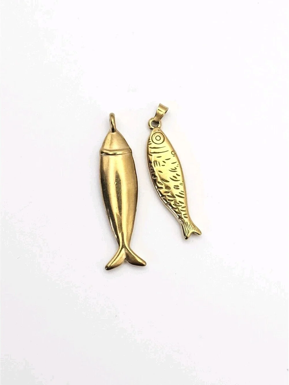 Two Trendy Fish Charms for Carabiner Clasps Gold Stainless Steel $58 MSRP